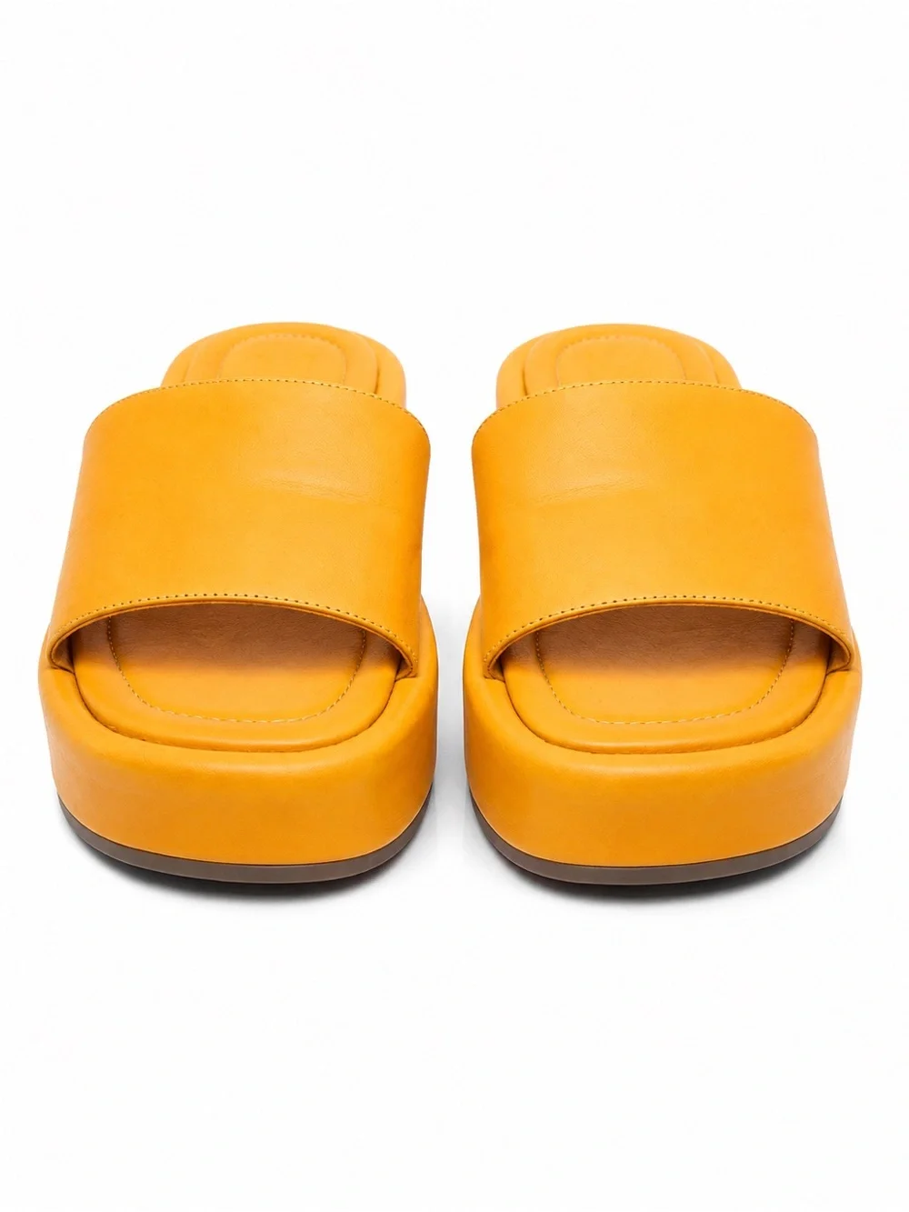 SCHUTZ Platform Slide Sandal in Mustard